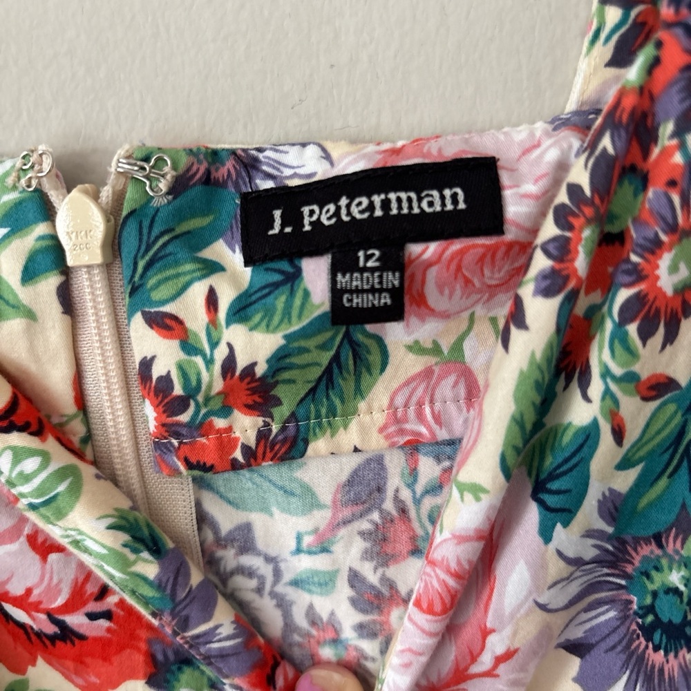 J. Peterman Retro Pink Floral 100% Cotton Midi Dress Sz 12 - Picture 6 of 12
